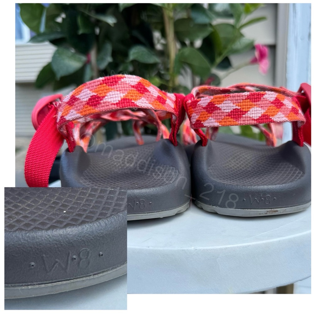 Chaco ZX/2 Dual Strap Classic Sandals Quilt Peach Pink Orange size 8 women’s - Picture 3 of 10